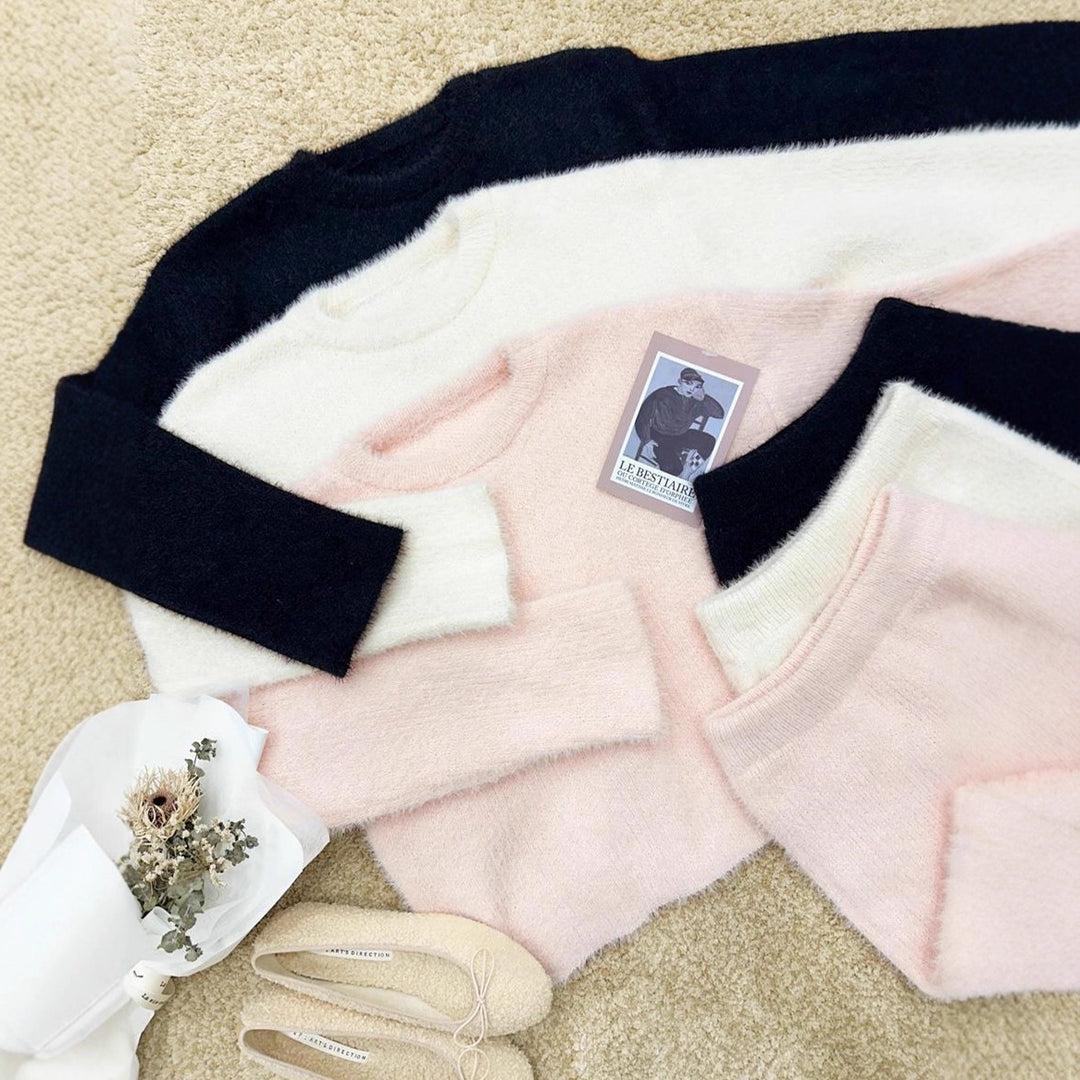 Damen Kuscheliger Flausch-Zweiteiler mit Oversize-Pullover und Minirock Shop Nory