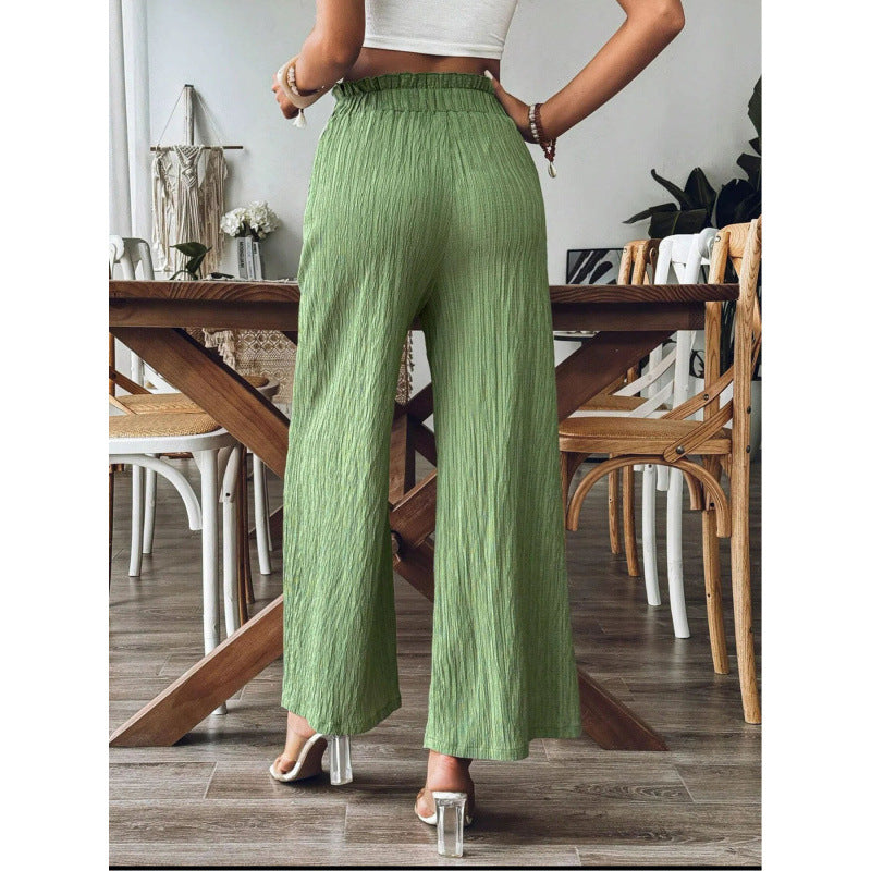 Damen luftige Palazzohose mit elastischem Bund und großen Taschen