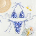 Damen Triangel-Bikini mit verspielten Schleifen und filigranem Muster