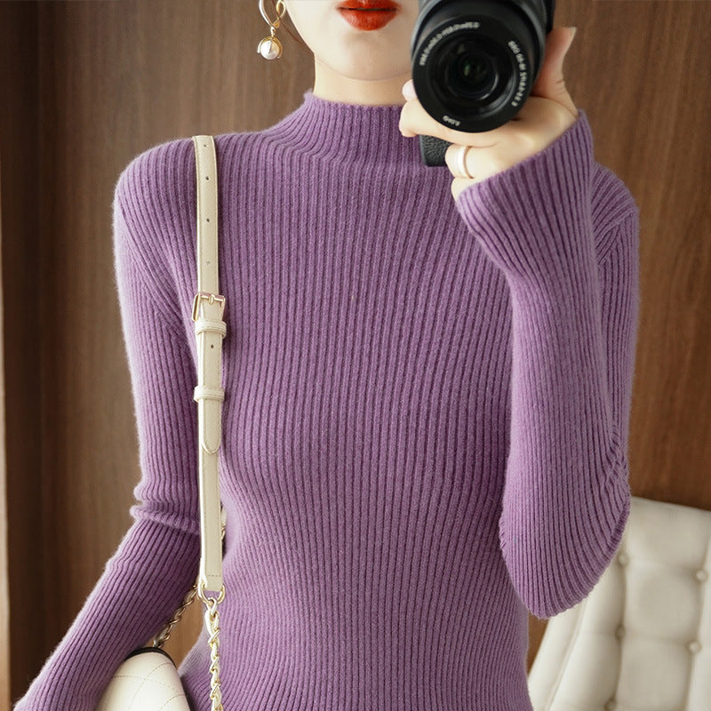 Damen Körperbetonter Rippenstrick-Rollkragenpullover mit Stretch-Effekt Shop Nory