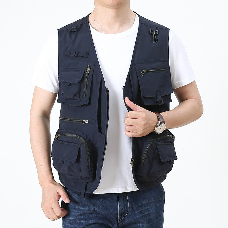 Herren Multifunktionale Utility-Anglerweste mit zahlreichen Reißverschluss- und Pattentaschen Shop Nory