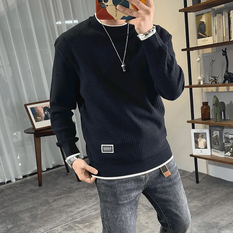 Herren Feinstrick-Ripppullover mit Rundhalsausschnitt und legerer Oversize-Passform Shop Nory