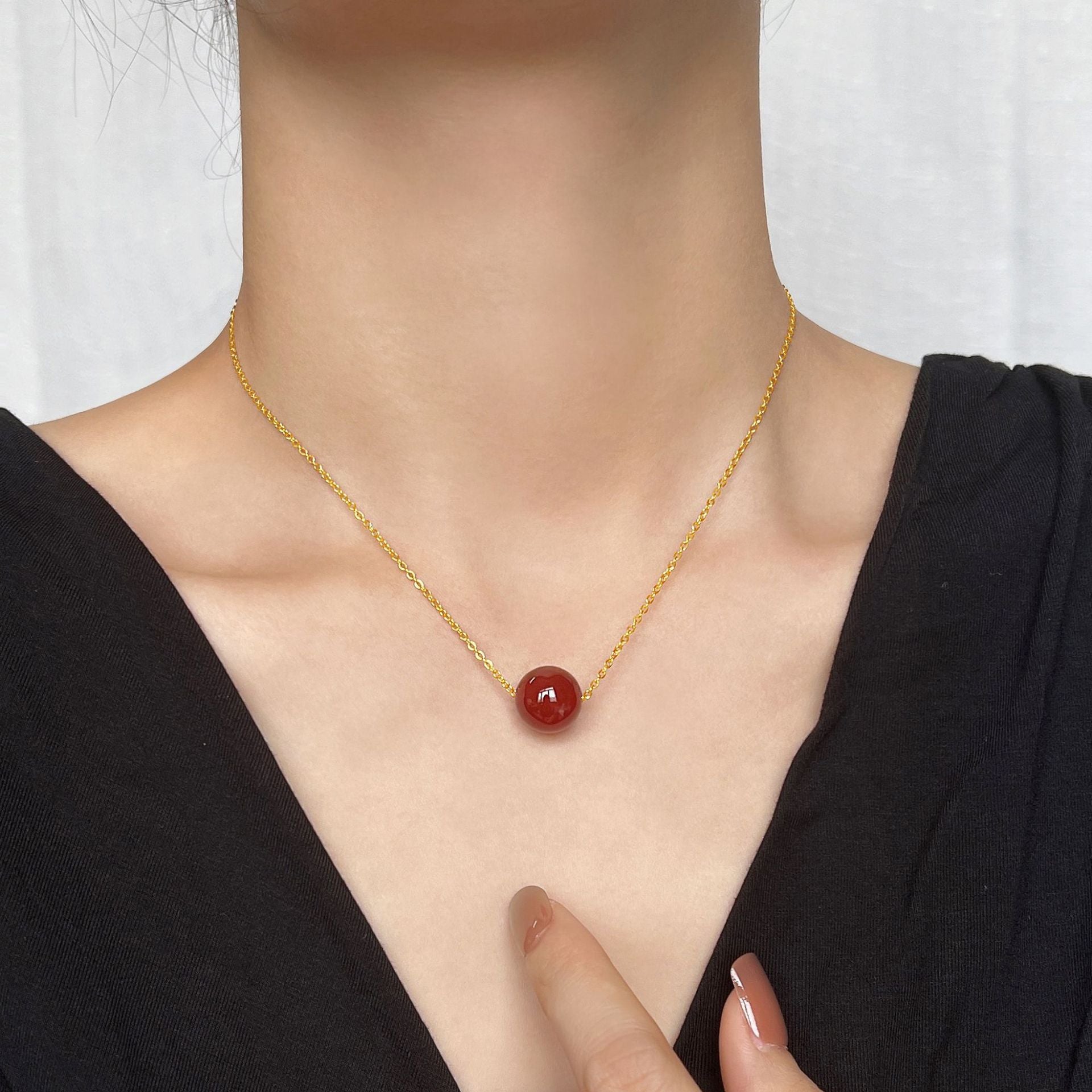 Damen elegante Halskette mit rotem Achat Shop Nory
