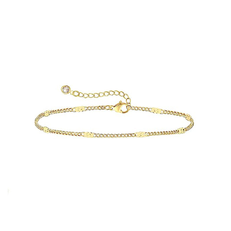 Damen zartes Fußkettchen-Set mit feinen Glieder- und funkelnden Zirkonia-Details Shop Nory