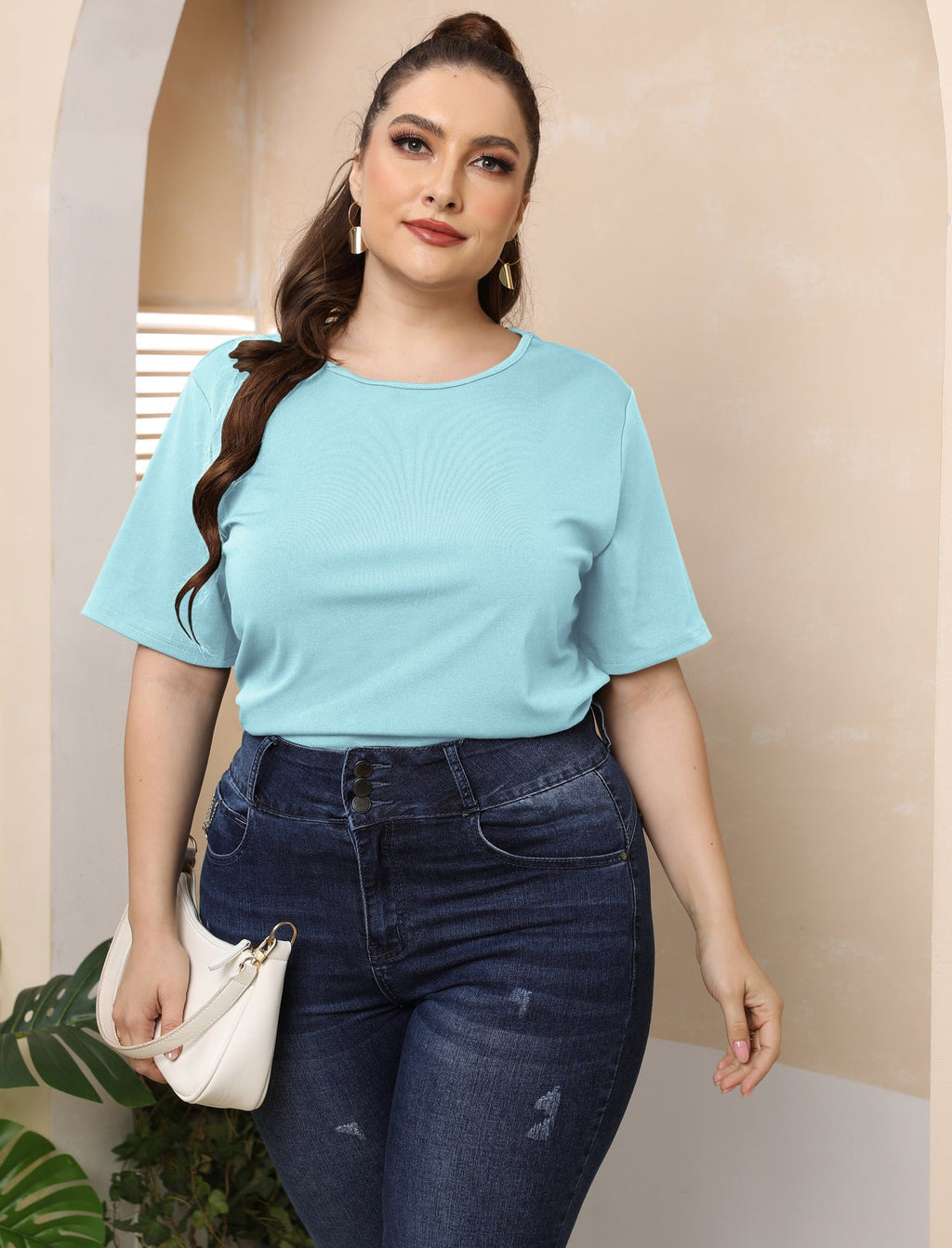 Damen modisches Basic T-Shirt