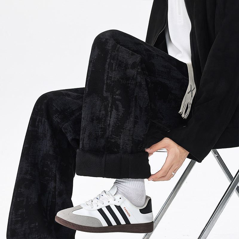 Herren Weit geschnittene Loungehose mit abstraktem Allover‑Print, elastischem Bund und Tunnelzug Shop Nory