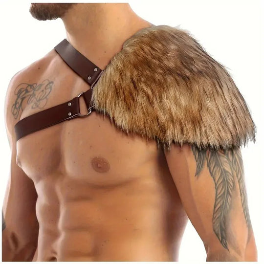 Herren Schultergurt mit Kunstfell-Polsterung und verstellbarem Lederriemen Shop Nory
