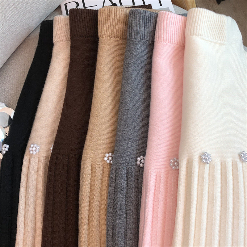 Damen Plissierter Rock mit dekorativen Perlen Shop Nory