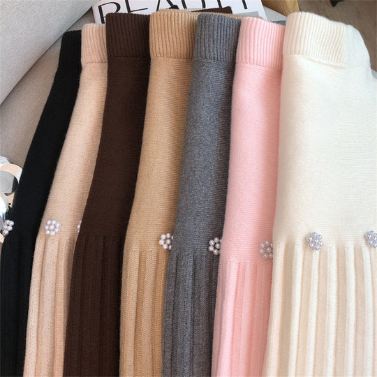 Damen Plissierter Rock mit dekorativen Perlen Shop Nory