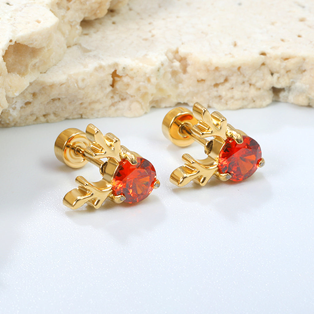 Damen Ohrstecker mit originellen Geweih-Motiven und funkelnden Kristallen Shop Nory
