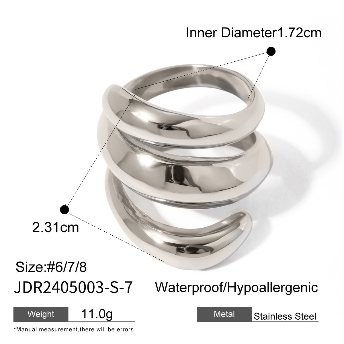 Damen Offener Ring mit modernem, geschwungenem Design und Zirkonia-Akzent Shop Nory