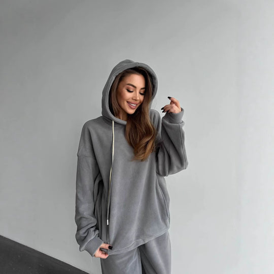 Damen Oversize-Fleece-Hoodie mit Kapuze und taillierter Tapered-Jogginghose Shop Nory