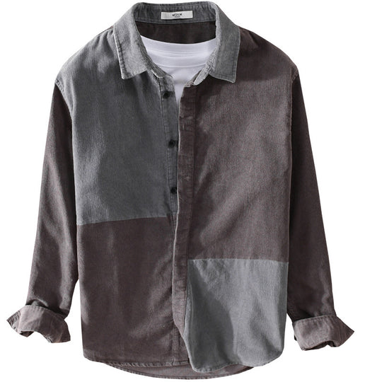 Herren Patchwork-Cordhemdjacke im Relaxed-Fit mit Kentkragen Shop Nory