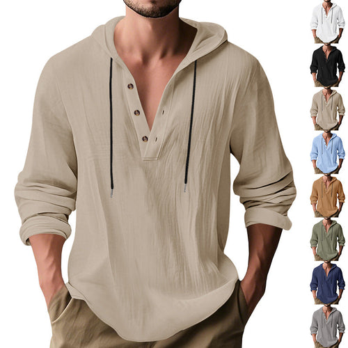 Herren lässiges Langarm-Hoodie mit Knopfleiste und modernem Schnitt