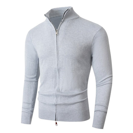Herren Slim-Fit Feinstrick-Cardigan mit Zweifach-Reißverschluss und Stehkragen Shop Nory
