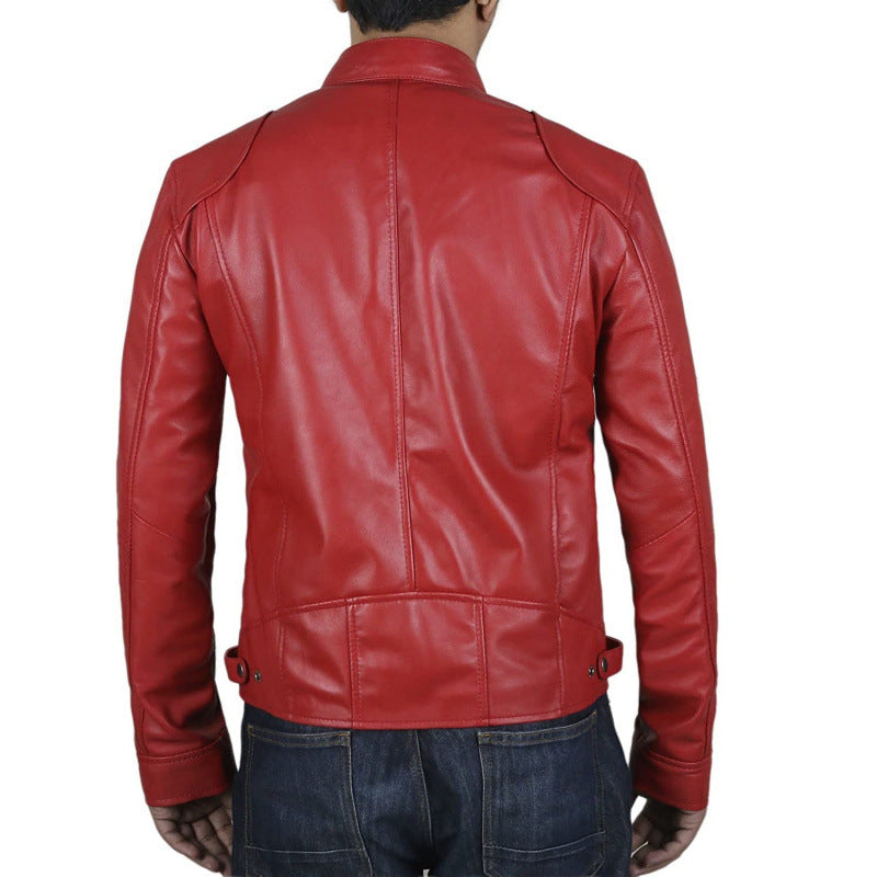 Herren Bikerjacke mit Stehkragen und Reißverschlusstaschen