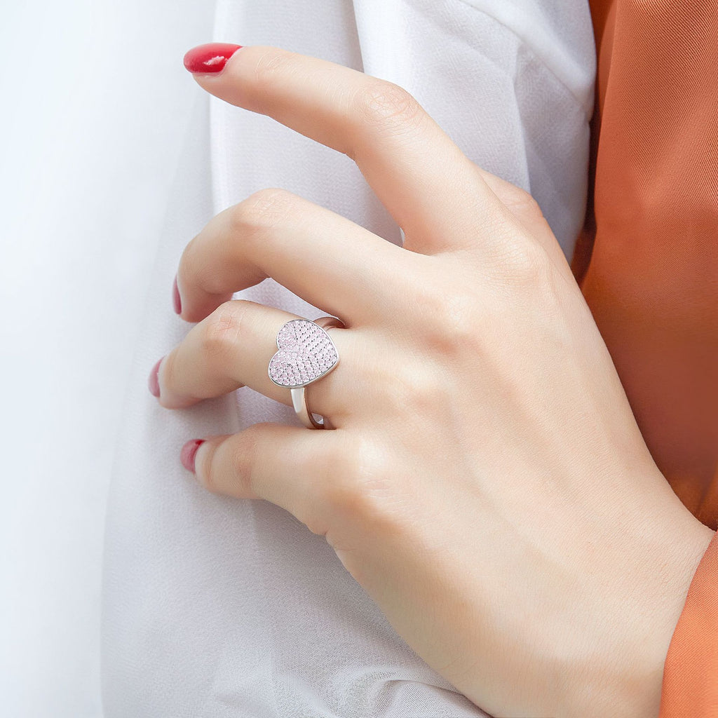 Damen herzförmiger Ring mit funkelndem Zirkonia-Besatz Shop Nory
