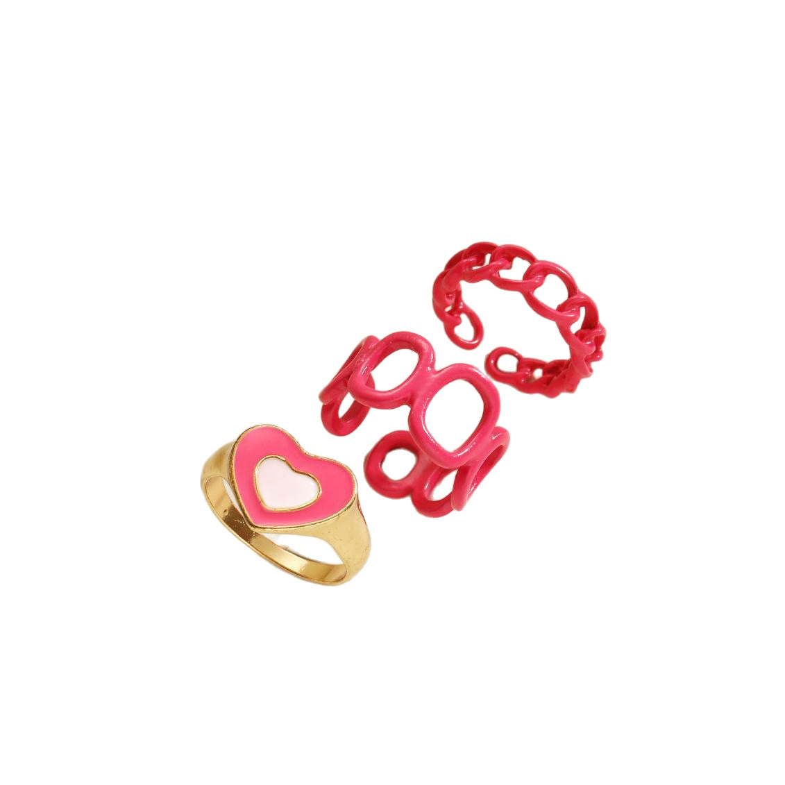 Damen kreatives Ring-Set mit verspieltem Herzmotiv und modernen Formen Shop Nory
