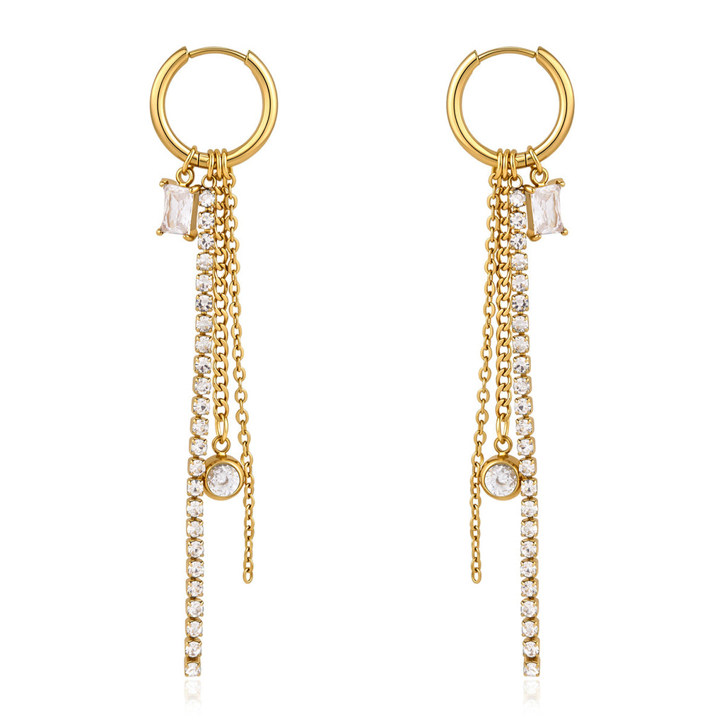 Damen Ohrhänger mit eleganten Zirkonia-Detail und hypoallergener Edelstahlverarbeitung Shop Nory