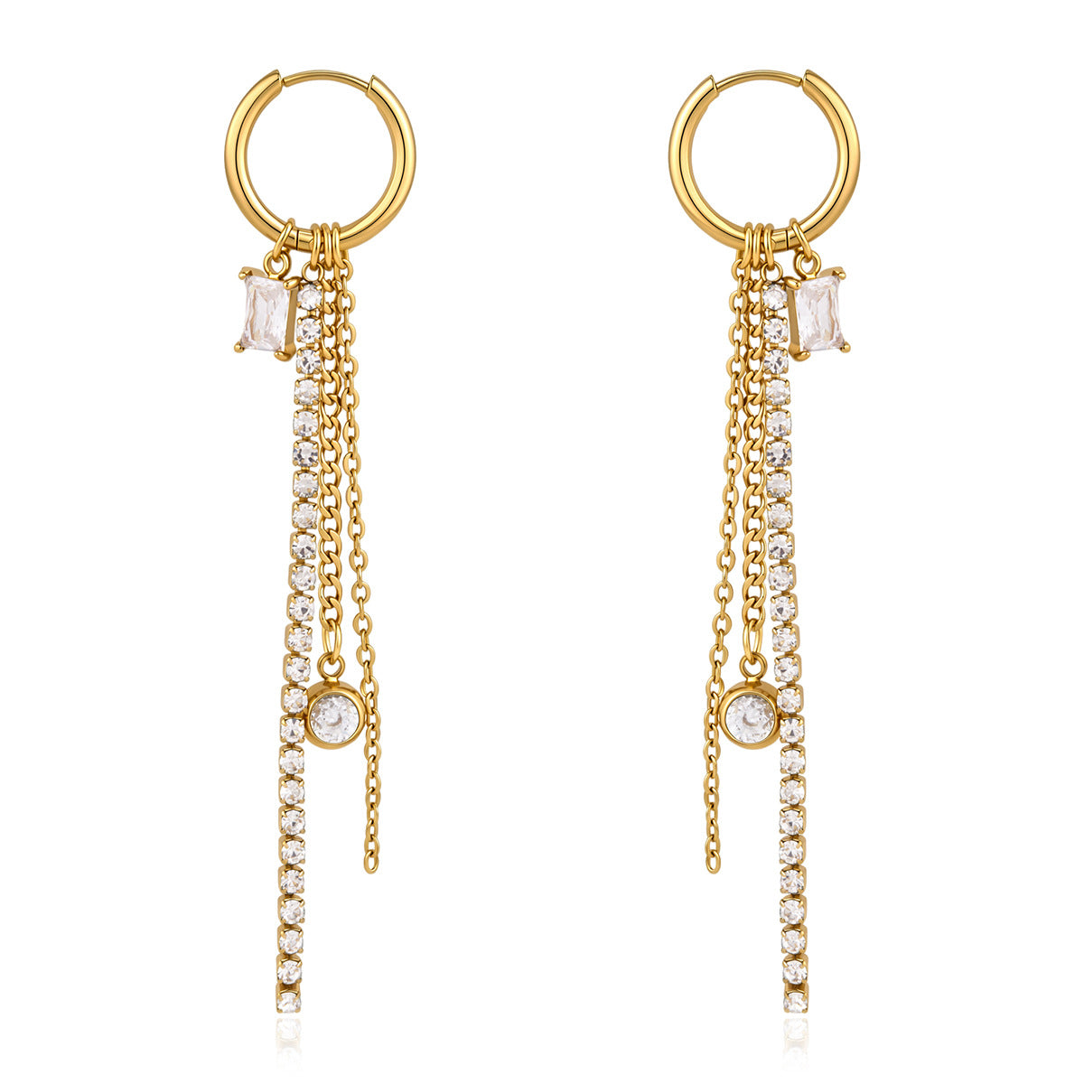 Damen Ohrhänger mit eleganten Zirkonia-Detail und hypoallergener Edelstahlverarbeitung Shop Nory