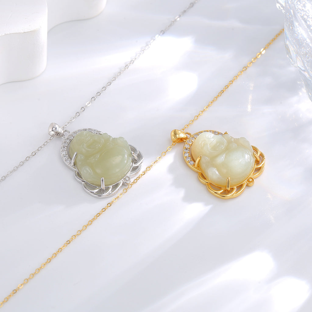 Damen Halskette mit Buddha-Anhänger und funkelnden Zirkonia Shop Nory