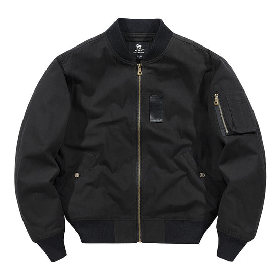 Herren leichter Canvas-Bomberblouson mit versteckter Ärmeltasche und geripptem Saum Shop Nory