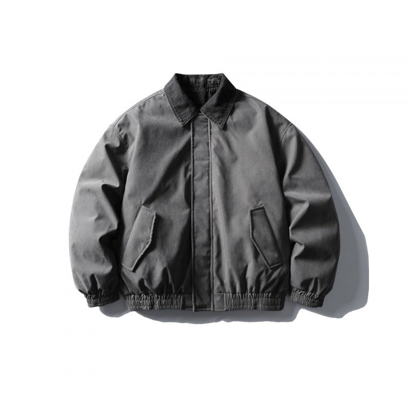 Herren Boxy-Canvas-Blouson mit Cordkragen, verdeckter Reißverschluss und elastischem Saum Shop Nory