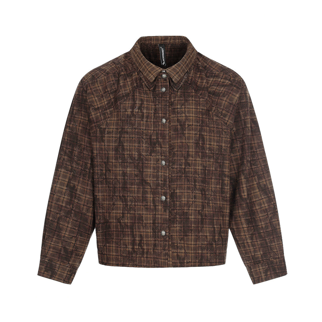 Herren Oversized Karo-Overshirt im Blousonstil mit distressed Finish Shop Nory