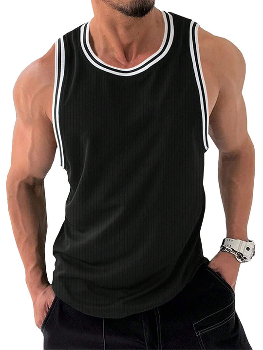 Herren Sportliches ärmelloses Tanktop mit atmungsaktivem Material und modernem Rippendesign