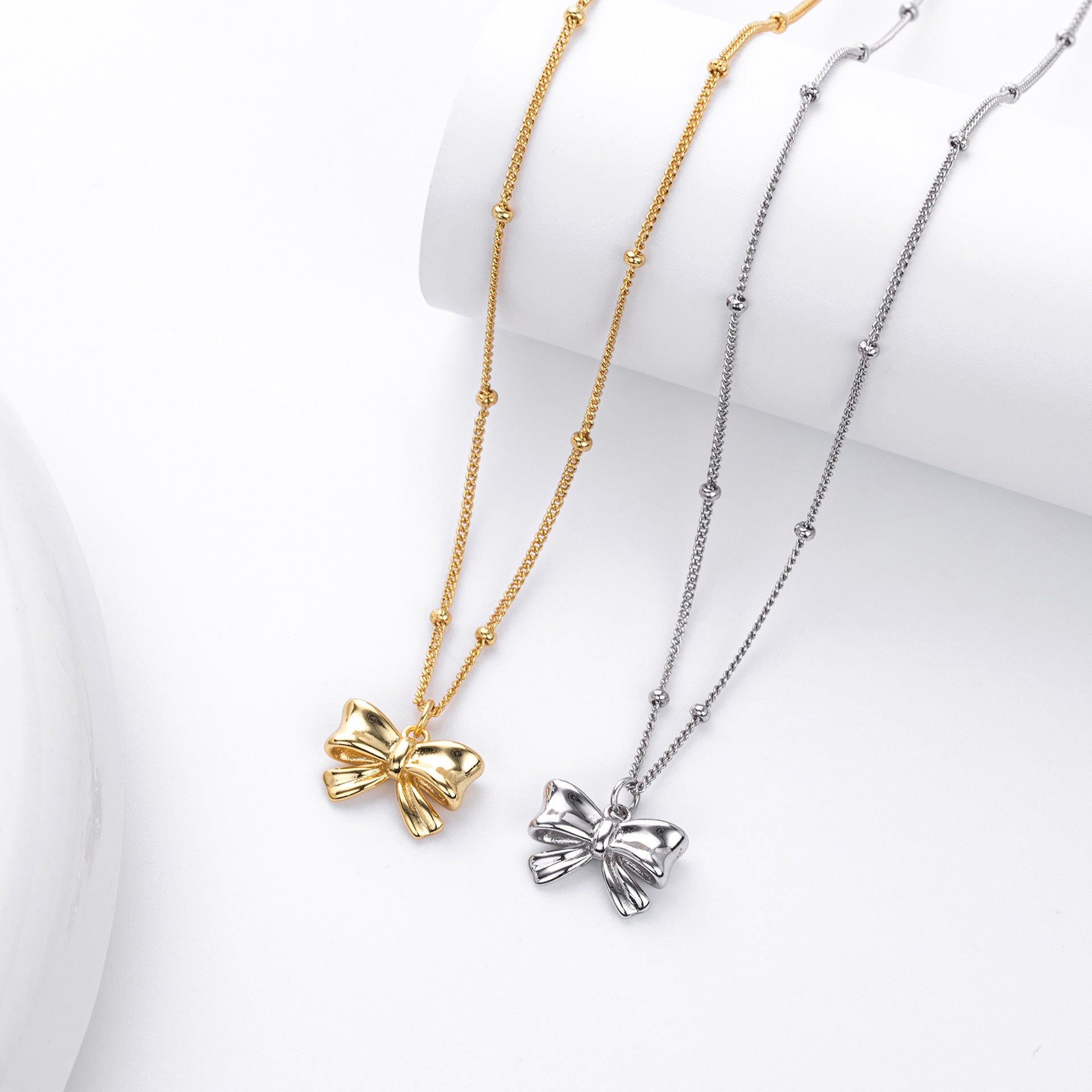 Damen Halskette mit elegantem Schleifenanhänger aus 925 Sterling Silber Shop Nory