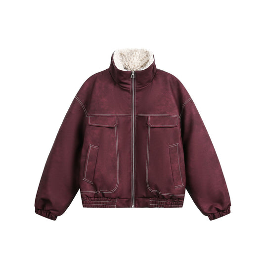 Herren Boxy Veloursleder‑Optik Blouson mit Teddyfutter und hohem Kragen Shop Nory