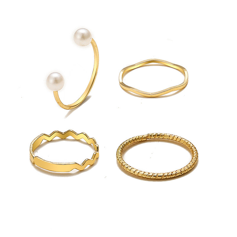 Damen Ring-Set mit exquisiten Designs und eleganten Perlenakzenten Shop Nory
