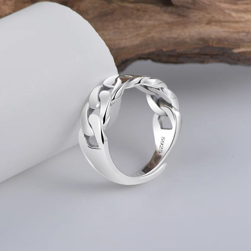 Damen Schmuckring mit modernem Kettenmuster Shop Nory