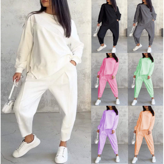 Damen Lässiges Zweiteiliges Lounge-Set mit Oversize-Sweatshirt und taillierter Tapered-Hose Shop Nory