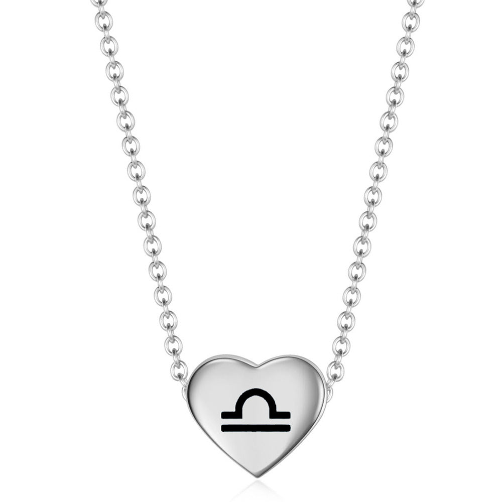 Damen Halskette mit gravierbarem Herzanhänger und astrologischem Symbol Shop Nory