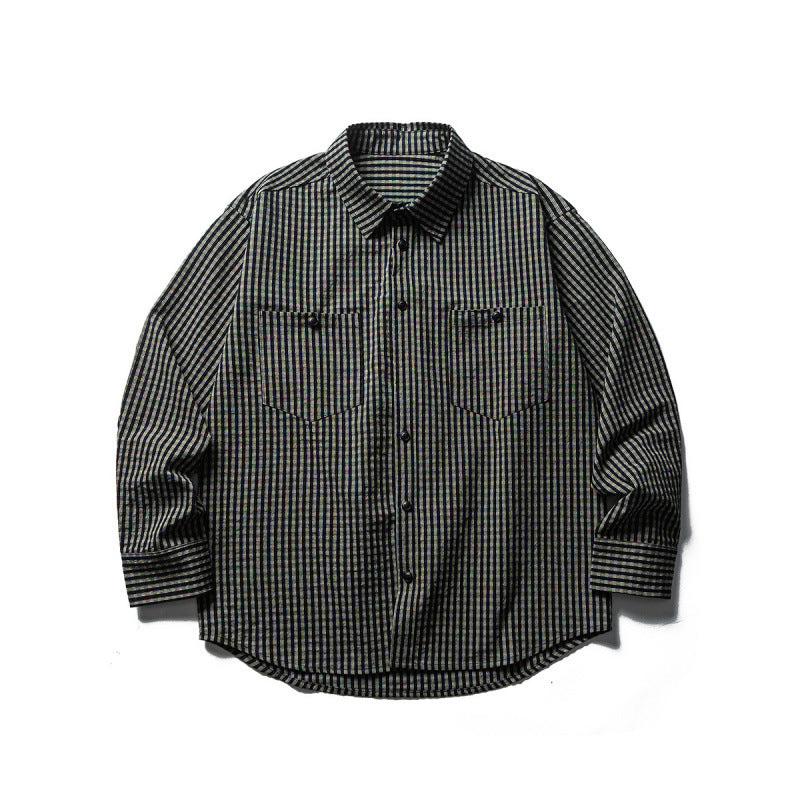 Herren Oversize-Karo-Hemd aus strukturierter Baumwollmischung mit Brusttaschen Shop Nory