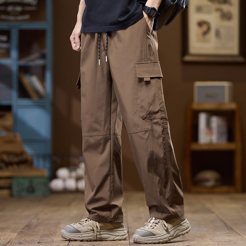 Herren Leichte Technical Cargo-Hose mit geradem Bein, Multifachtaschen und Kordelbund Shop Nory