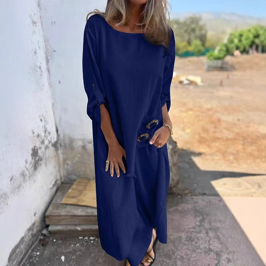 Damen Oversize Strandkleid mit Knopfdetails