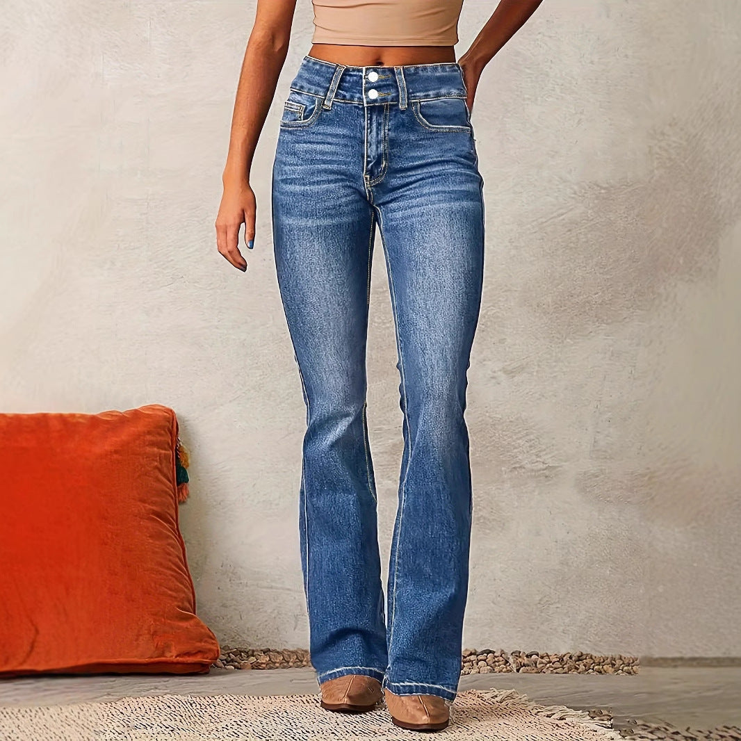 Damen Bootcut Jeans mit hohem Bund und modernem Waschung