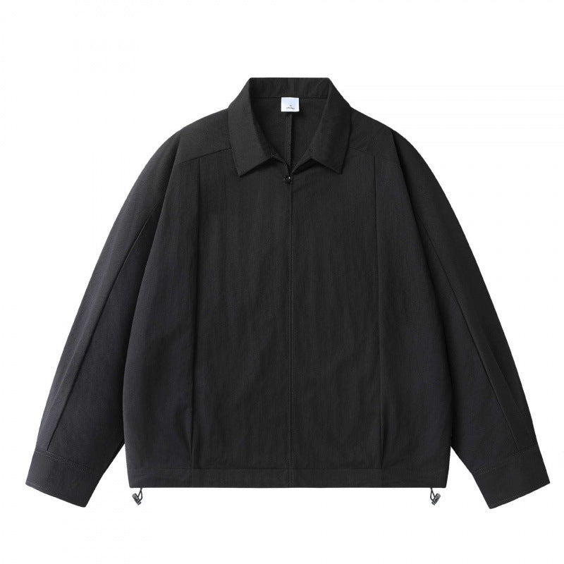 Unisex Leichte Overshirt‑Jacke mit verdeckter Front, Hemdkragen und Tunnelzugsaum Shop Nory
