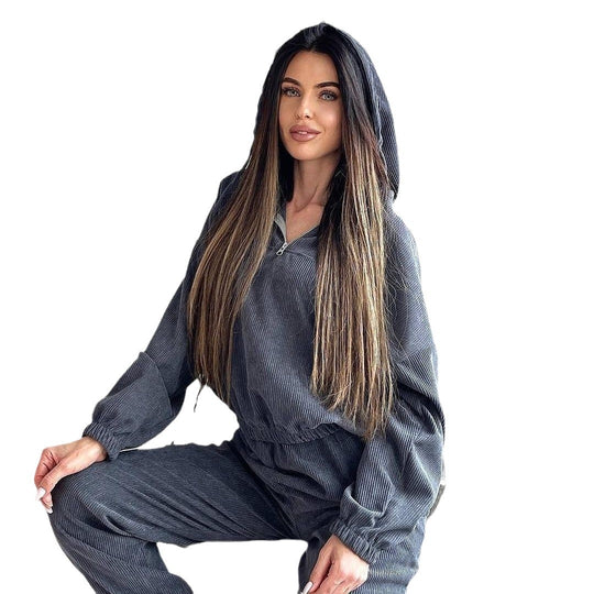 Damen Cordstoff Loungewear-Set mit Kapuzenpullover und Jogginghose Shop Nory