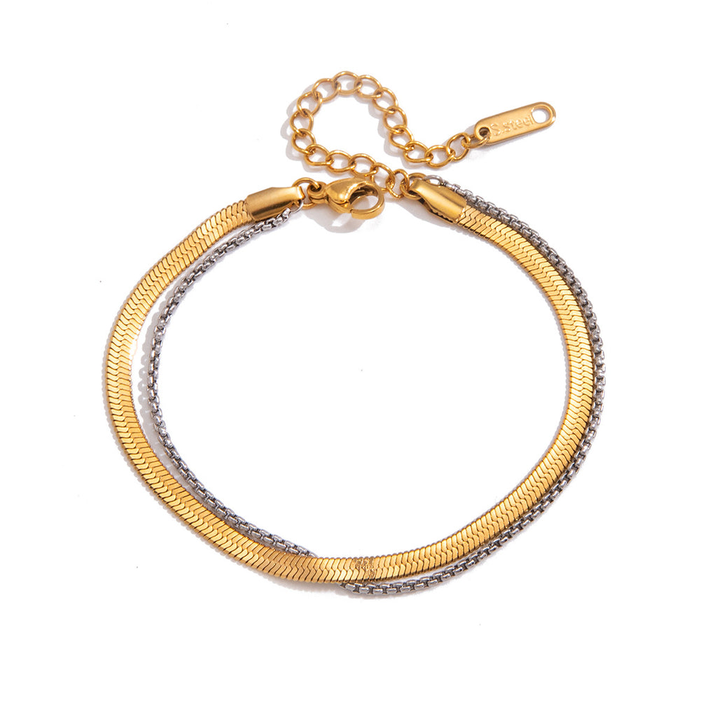 Damen Edelstahlarmband mit doppelter Kette und elegantem Design Shop Nory