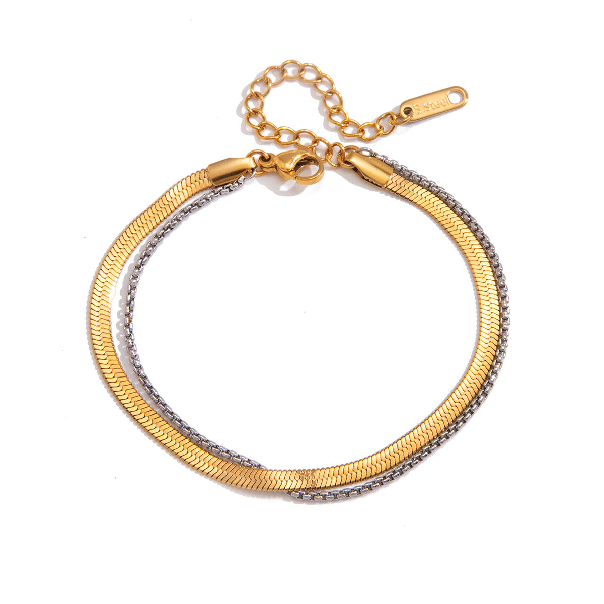 Damen Edelstahlarmband mit doppelter Kette und elegantem Design Shop Nory