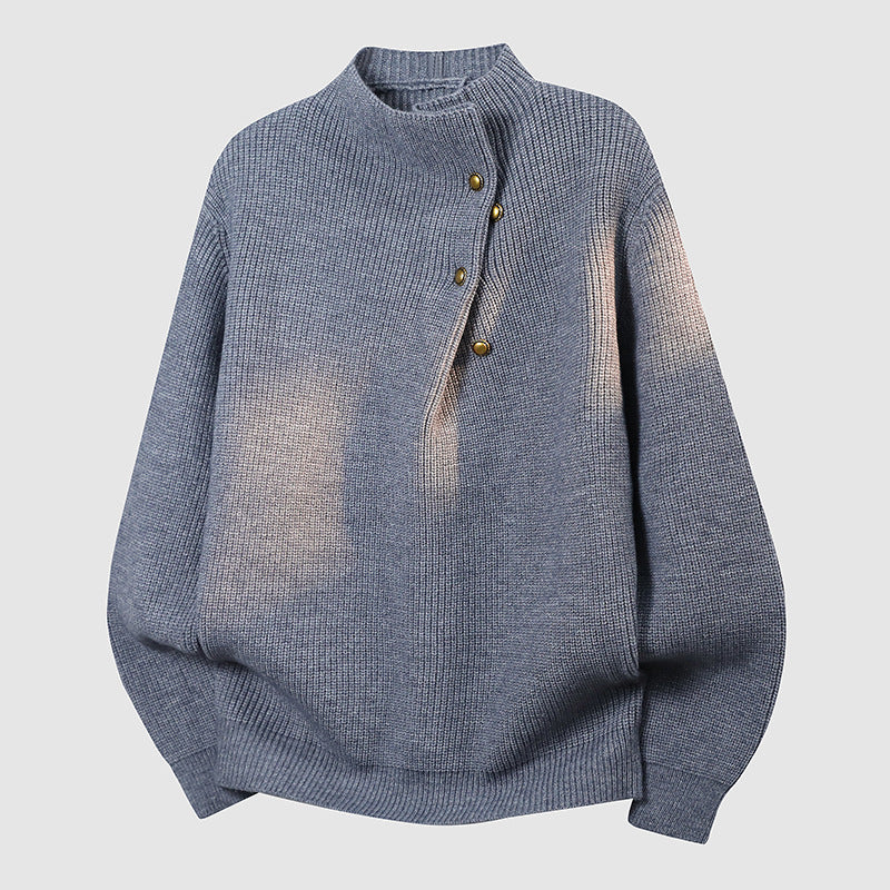 Damen Oversized Feinstrick-Pullover mit asymmetrischer Knopfleiste und Stehkragen Shop Nory