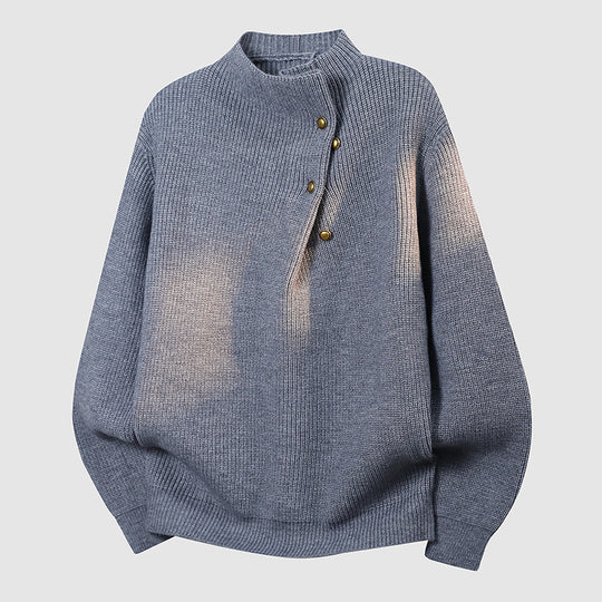 Damen Oversized Feinstrick-Pullover mit asymmetrischer Knopfleiste und Stehkragen Shop Nory