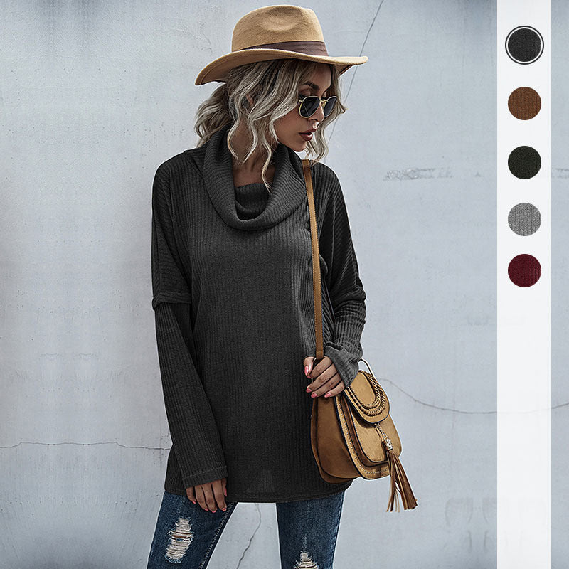 Damen Oversize Feinstrick-Tunika mit weitem Rollkragen und geripptem Strukturstrick Shop Nory