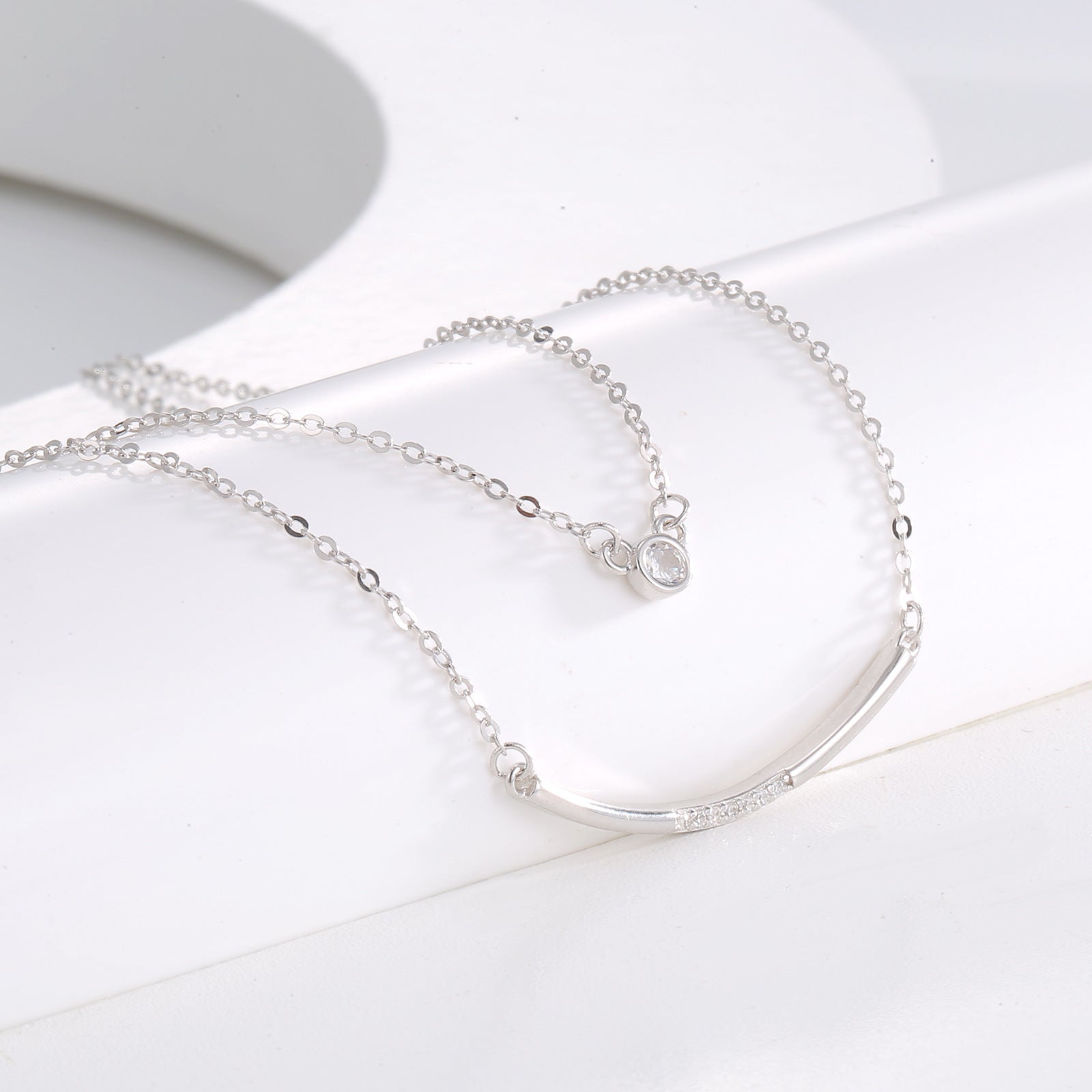 Damen filigrane Doppel-Halskette mit funkelnden Zirkonia-Shop Nory