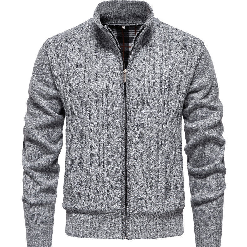 Herren Strickjacke mit hohem Kragen und Reißverschluss