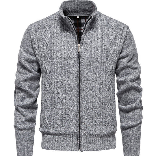 Herren Strickjacke mit hohem Kragen und Reißverschluss