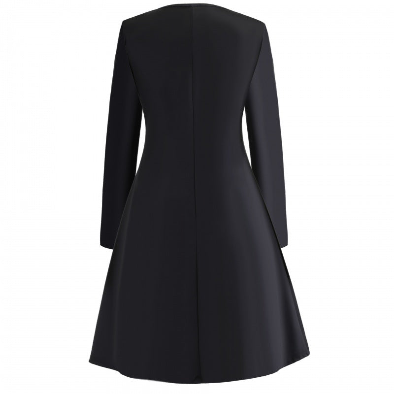 Damen Festliches A-Linien-Kleid mit Weihnachtsprint, Langarm und ausgestelltem Rock Shop Nory